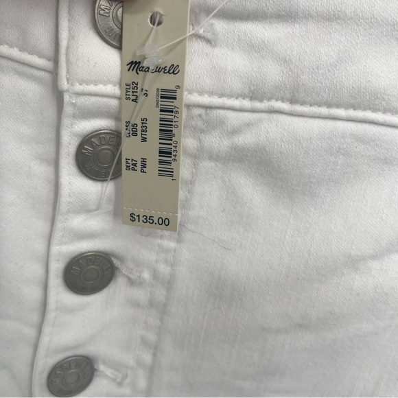 MADEWELL 10" High Rise Skinny Crop Button fly White Jeans Size 37 NWT Women’s - Picture 6 of 10